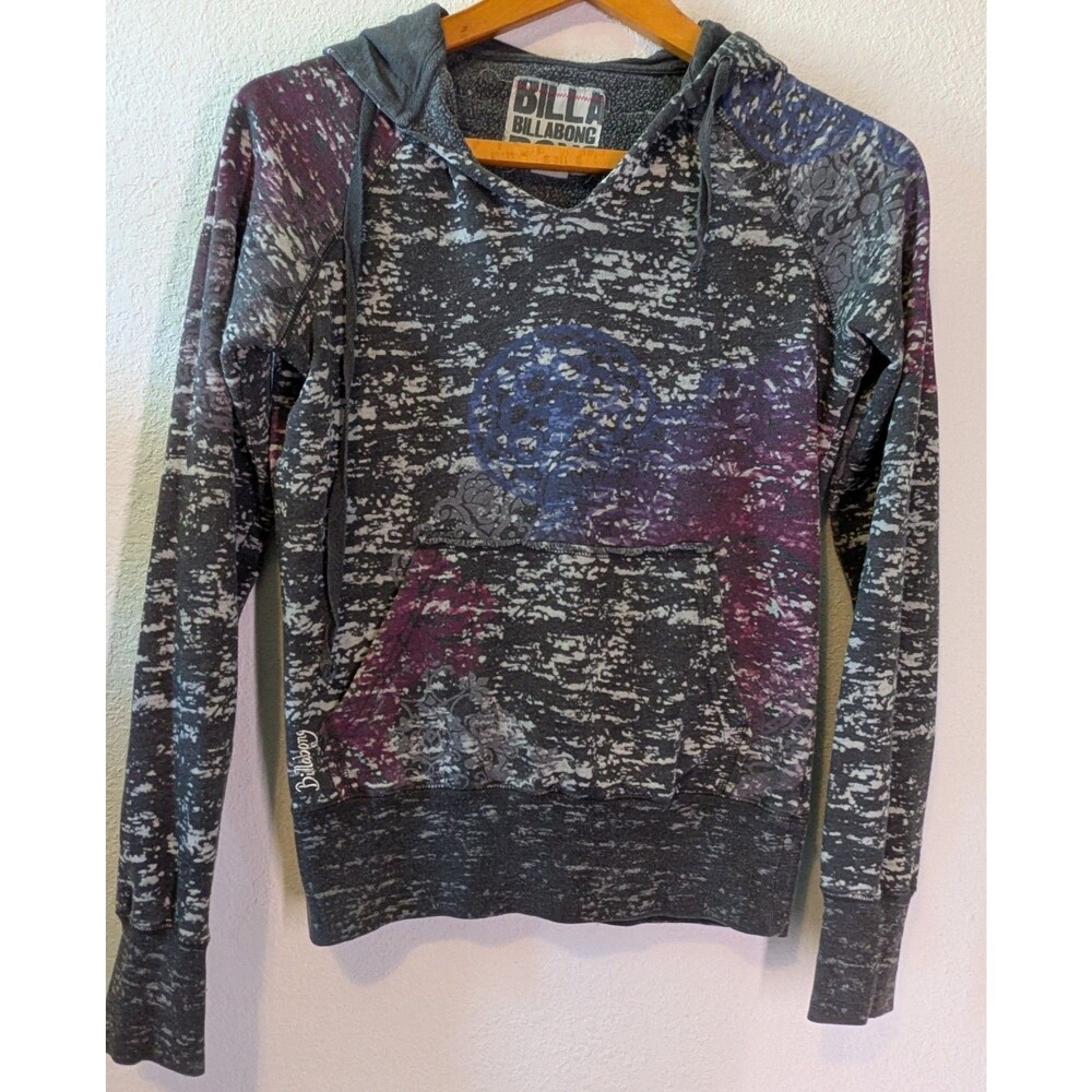 Billabong Hoodie women's Size S Small Gray Pink Purple (745)